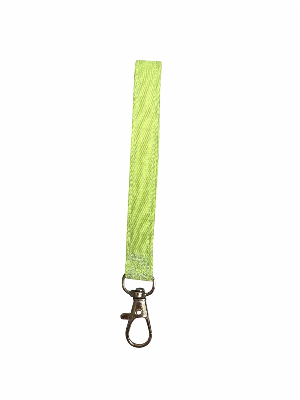 Hand Crafted Wristlet Keychain Neon Lime with Metal Clip